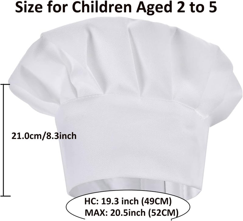 ESHATO Kids Chef Hat, Poly-Cotton Cooking Cap for Toddler, Preschooler White - Image 2
